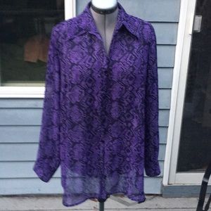 Venezia purple/black sheer blouse size 14/16